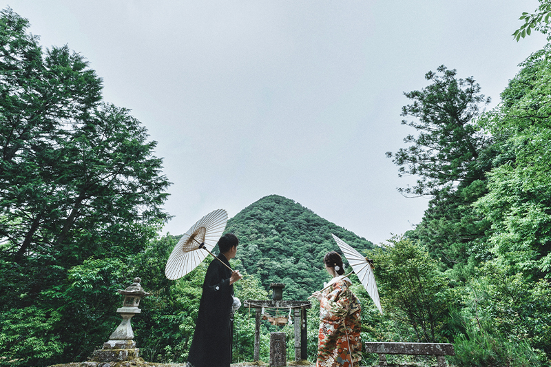 元伊勢神社（福知山市 ）での桜 フォトウェディング フォト婚 前撮り 白無垢 色打掛 和装